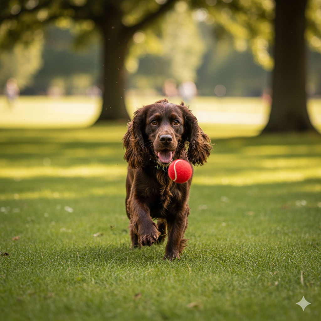 Un Cocker Spaniel dans un parc ensoleillé symbolisant le coût d'un chien en 2026.